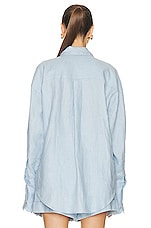 Helsa Linen Button Down Shirt in Chambray Blue, view 4, click to view large image.