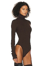 Helsa Edita Turtleneck Bodysuit in Dark Brown, view 2, click to view large image.