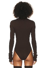 Helsa Edita Turtleneck Bodysuit in Dark Brown, view 3, click to view large image.