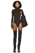 Helsa Edita Turtleneck Bodysuit in Dark Brown, view 4, click to view large image.