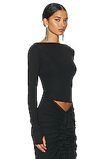 Helsa Matte Jersey Long Sleeve Top in Black, view 2, click to view large image.