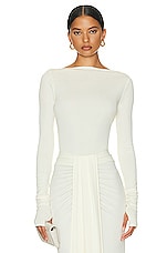 Helsa Matte Jersey Long Sleeve Top in Ivory, view 1, click to view large image.