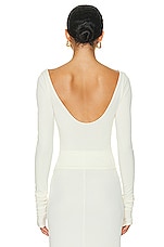Helsa Matte Jersey Long Sleeve Top in Ivory, view 3, click to view large image.