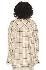 Helsa Plaid Flannel Overshirt in Tan Plaid, view 3, click to view large image.