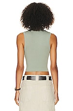 Helsa Jersey Cropped Turtleneck Tank in Sage, view 3, click to view large image.