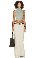 Helsa Jersey Cropped Turtleneck Tank in Sage, view 4, click to view large image.