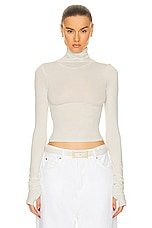 Helsa Jersey Long Sleeve Turtleneck in Bone, view 1, click to view large image.