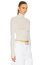 Helsa Jersey Long Sleeve Turtleneck in Bone, view 2, click to view large image.