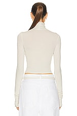 Helsa Jersey Long Sleeve Turtleneck in Bone, view 3, click to view large image.