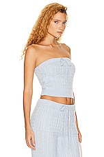 Helsa Taiki Cable Tube Top in Pale Blue, view 2, click to view large image.