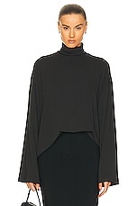 Helsa Jersey Oversized Turtleneck in Black, view 1, click to view large image.
