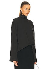 Helsa Jersey Oversized Turtleneck in Black, view 2, click to view large image.