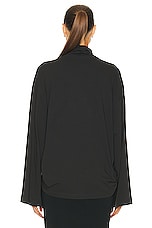 Helsa Jersey Oversized Turtleneck in Black, view 3, click to view large image.