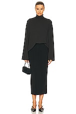 Helsa Jersey Oversized Turtleneck in Black, view 4, click to view large image.