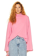 Helsa Jersey Oversized Turtleneck in Very Pink, view 1, click to view large image.