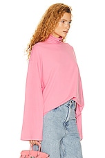 Helsa Jersey Oversized Turtleneck in Very Pink, view 2, click to view large image.