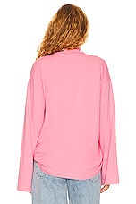 Helsa Jersey Oversized Turtleneck in Very Pink, view 3, click to view large image.