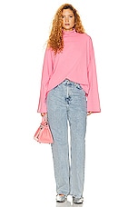 Helsa Jersey Oversized Turtleneck in Very Pink, view 4, click to view large image.