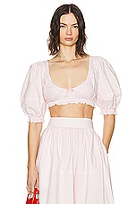 Helsa Poplin Cropped Peasant Top in Pale Pink, view 1, click to view large image.