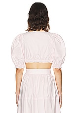 Helsa Poplin Cropped Peasant Top in Pale Pink, view 3, click to view large image.