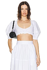 Helsa Poplin Cropped Peasant Top in White, view 1, click to view large image.