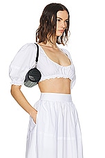 Helsa Poplin Cropped Peasant Top in White, view 2, click to view large image.
