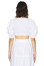 Helsa Poplin Cropped Peasant Top in White, view 3, click to view large image.