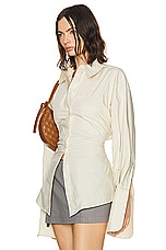 Helsa Poplin Lace Back Shirt in Hay, view 2, click to view large image.