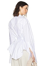 Helsa Poplin Lace Back Shirt in White, view 4, click to view large image.