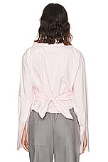 Helsa Poplin Wrap Shirt in Pale Pink, view 3, click to view large image.