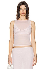 Helsa Sheer Knit Draped Top in Ballet Pink, view 2, click to view large image.