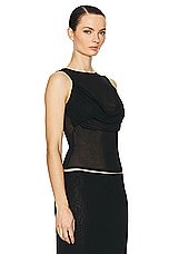 Helsa Sheer Knit Draped Top in Black, view 2, click to view large image.