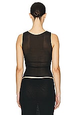 Helsa Sheer Knit Draped Top in Black, view 3, click to view large image.
