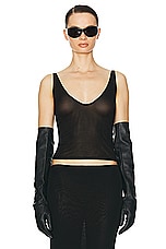 Helsa Sheer Knit Tank Top in Black, view 1, click to view large image.