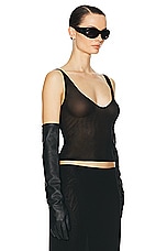 Helsa Sheer Knit Tank Top in Black, view 2, click to view large image.
