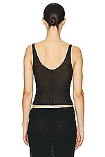 Helsa Sheer Knit Tank Top in Black, view 3, click to view large image.