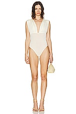 Helsa Jersey Sleeveless Bodysuit in Sunlight Yellow, view 2, click to view large image.