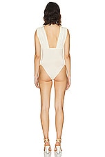 Helsa Jersey Sleeveless Bodysuit in Sunlight Yellow, view 3, click to view large image.
