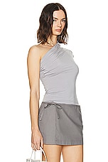 Helsa Jersey Asymmetrical Top in Dove Grey, view 1, click to view large image.