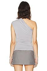 Helsa Jersey Asymmetrical Top in Dove Grey, view 3, click to view large image.