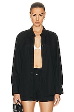 Heavy Manners Poplin Button Down Top in Black, view 1, click to view large image.