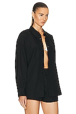 Heavy Manners Poplin Button Down Top in Black, view 2, click to view large image.