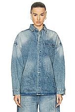 Heavy Manners Oversized Denim Snap Shirt in Vintage Wash, view 2, click to view large image.