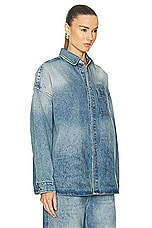 Heavy Manners Oversized Denim Snap Shirt in Vintage Wash, view 3, click to view large image.
