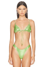 Heavy Manners X Elsa Hosk Triangle Front Tie Bikini Top in Tina Carlyle, view 1, click to view large image.