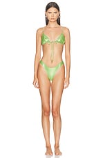 Heavy Manners X Elsa Hosk Triangle Front Tie Bikini Top in Tina Carlyle, view 4, click to view large image.