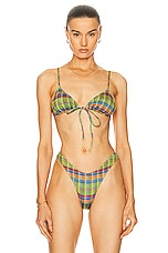 Heavy Manners Triangle Front Tie Bikini Top in Berlioz, view 1, click to view large image.