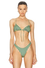 Heavy Manners Triangle Front Tie Bikini Top in Allen Street, view 1, click to view large image.