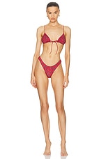 Heavy Manners Triangle Front Tie Bikini Top in Saint Marks, view 4, click to view large image.