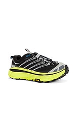 Hoka Mafate Three2 Sneaker in Black & Hoka Citrus, view 2, click to view large image.